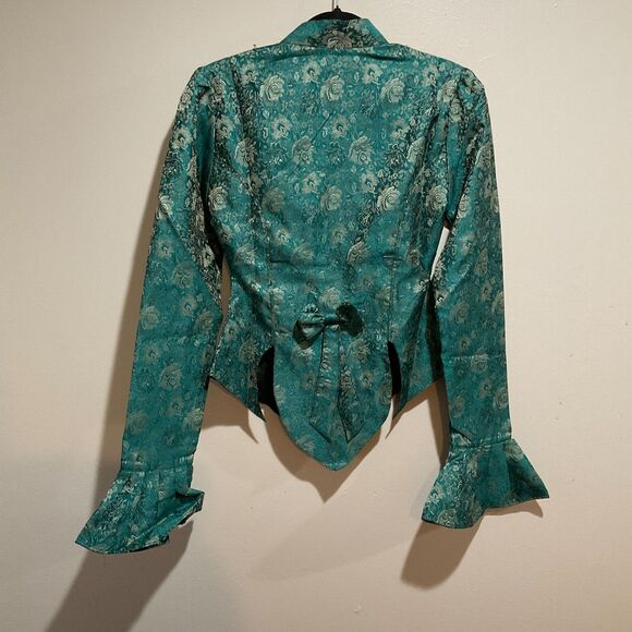 Duchess Judith The Pirate Dressing Green Gold Brocade Jacket Ren Faire Small NWT - Picture 3 of 15